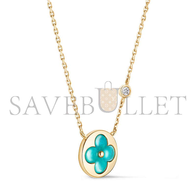 LOUIS VUITTON COLOR BLOSSOM BB SUN PENDANT, YELLOWGOLD, AMAZONITE AND DIAMOND Q03793